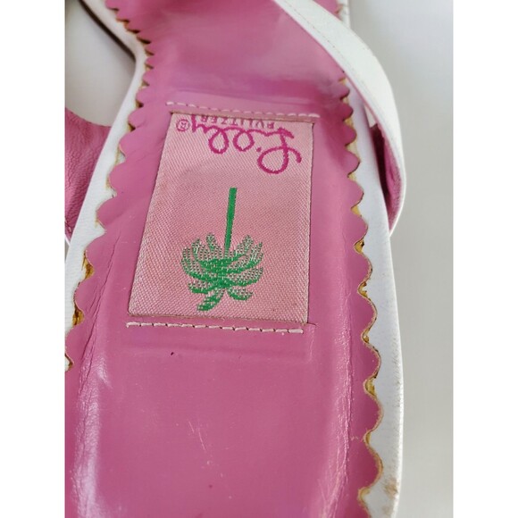 Lilly Pulitzer White Leather Flower Kitten Heel Sandals Size 8.5 - Picture 5 of 11